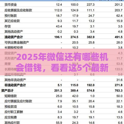 2025年微信还有哪些机会借钱，看看这5个最新不看负债的网贷平台