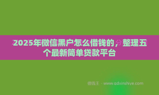 2025年微信黑户怎么借钱的,整理五个最新简单贷款平台 2025年微信黑户怎么借钱的,整理五个最新简单贷款平台