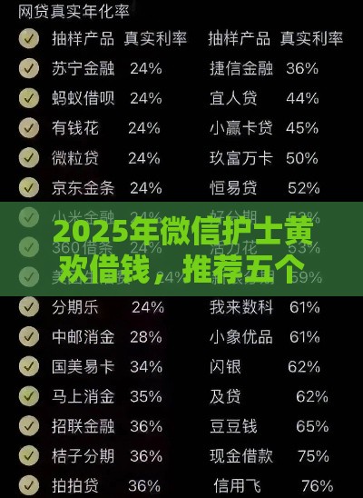 2025年微信护士黄欢借钱，推荐五个最新网贷平台利息排行