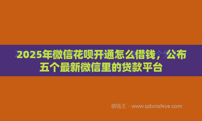 2025年微信花呗开通怎么借钱，公布五个最新微信里的贷款平台