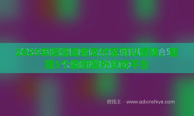 2025年微信或者支付宝可以借钱，整理5个最新国外贷款平台
