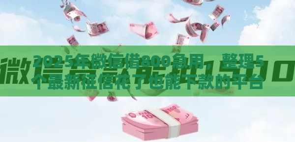 2025年微信借800急用，整理5个最新征信花了也能下款的平台