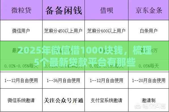 2025年微信借1000块钱，梳理5个最新贷款平台有那些