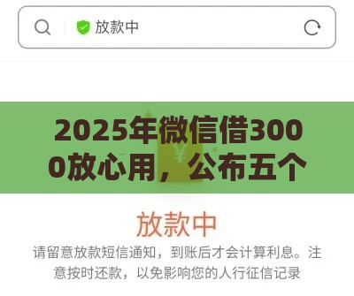 2025年微信借3000放心用，公布五个最新不审核直接放款的平台