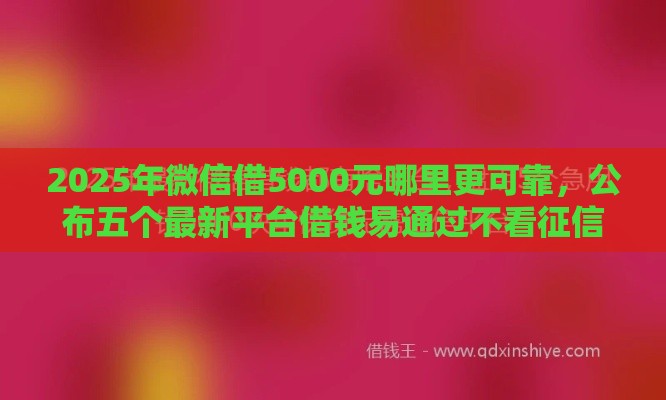 2025年微信借5000元哪里更可靠，公布五个最新平台借钱易通过不看征信