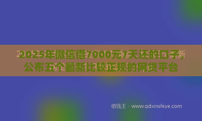 2025年微信借7000元7天还的口子，公布五个最新比较正规的网贷平台