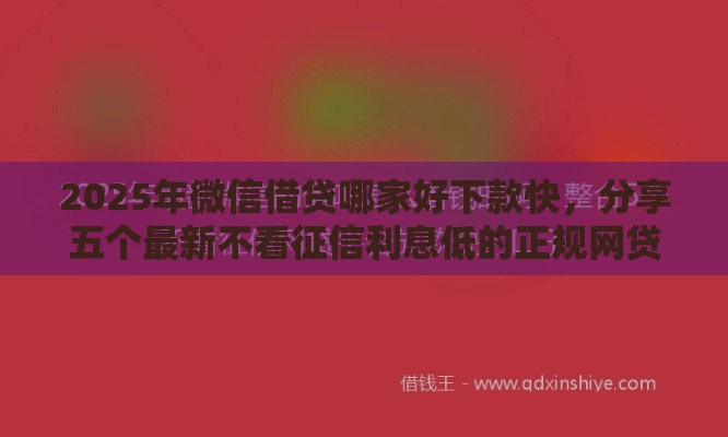 2025年微信借贷哪家好下款快，分享五个最新不看征信利息低的正规网贷平台
