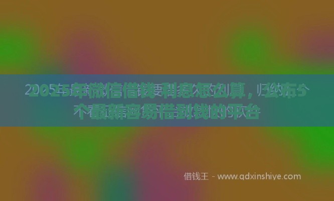 2025年微信借钱 利息怎么算，公布5个最新容易借到钱的平台