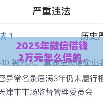 2025年微信借钱2万元怎么借的，整合5个最新失信人可以借钱的平台