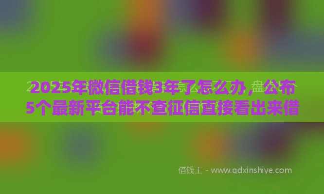 2025年微信借钱3年了怎么办，公布5个最新平台能不查征信直接看出来借款额度