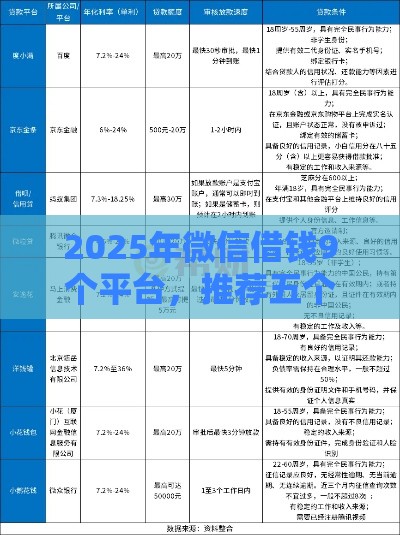 2025年微信借钱9个平台，推荐五个最新比较大的网贷平台