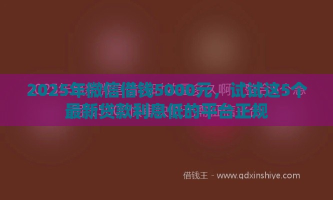 2025年微信借钱5000元，试试这5个最新贷款利息低的平台正规