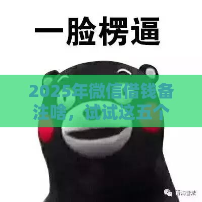 2025年微信借钱备注啥，试试这五个最新网上正规借钱平台