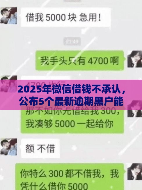 2025年微信借钱不承认，公布5个最新逾期黑户能下款的新口子