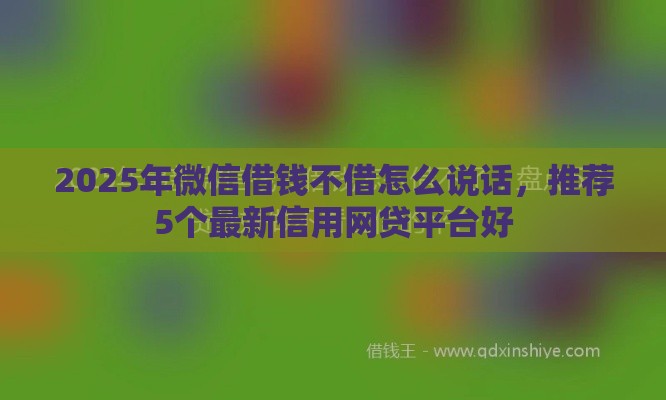 2025年微信借钱不借怎么说话，推荐5个最新信用网贷平台好