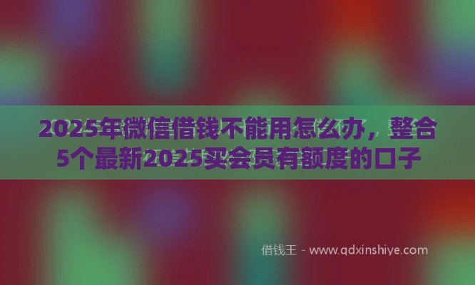 2025年微信借钱不能用怎么办，整合5个最新2025买会员有额度的口子