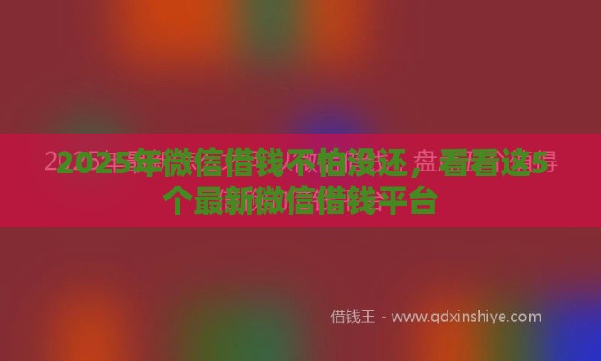 2025年微信借钱不怕没还，看看这5个最新微信借钱平台