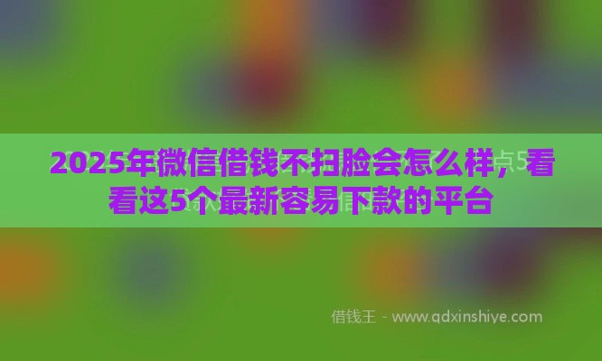 2025年微信借钱不扫脸会怎么样，看看这5个最新容易下款的平台