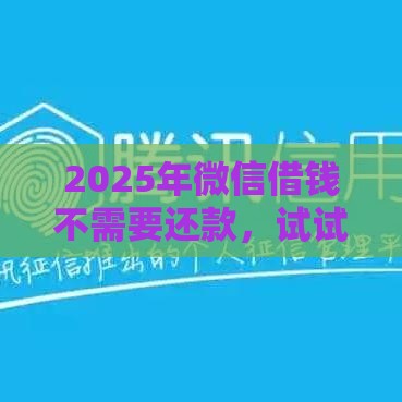 2025年微信借钱不需要还款，试试这五个最新征信有问题还可以借钱出来的平台