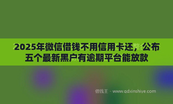 2025年微信借钱不用信用卡还，公布五个最新黑户有逾期平台能放款