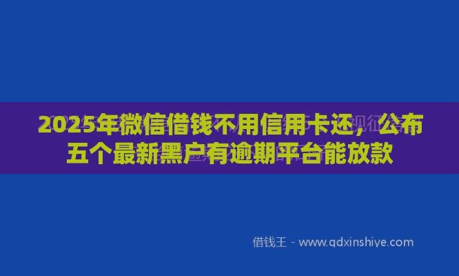 2025年微信借钱不用信用卡还，公布五个最新黑户有逾期平台能放款