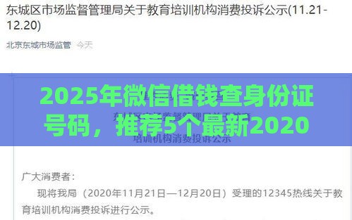 2025年微信借钱查身份证号码，推荐5个最新2020年12月容易下款的口子