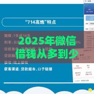 2025年微信借钱从多到少，整理五个最新高炮口子2025最新下款苹果手机能下载的
