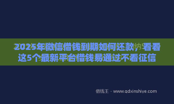 2025年微信借钱到期如何还款，看看这5个最新平台借钱易通过不看征信