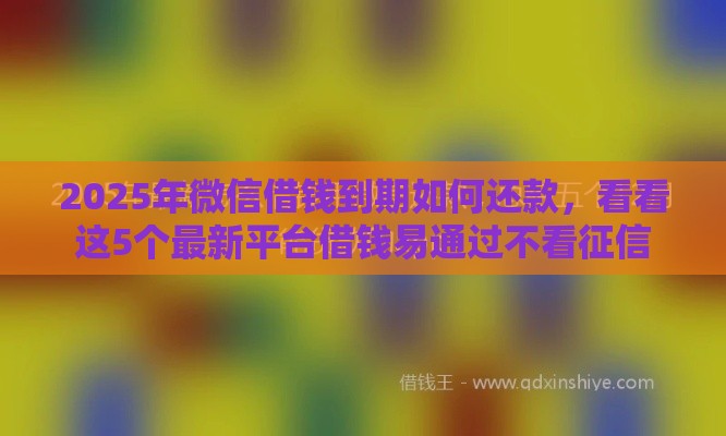 2025年微信借钱到期如何还款，看看这5个最新平台借钱易通过不看征信