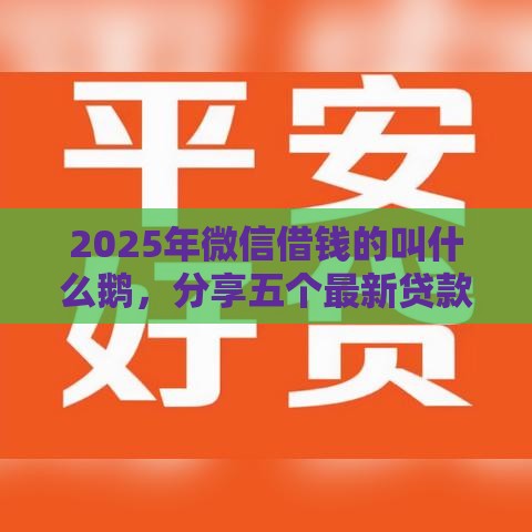 2025年微信借钱的叫什么鹅，分享五个最新贷款最好的平台