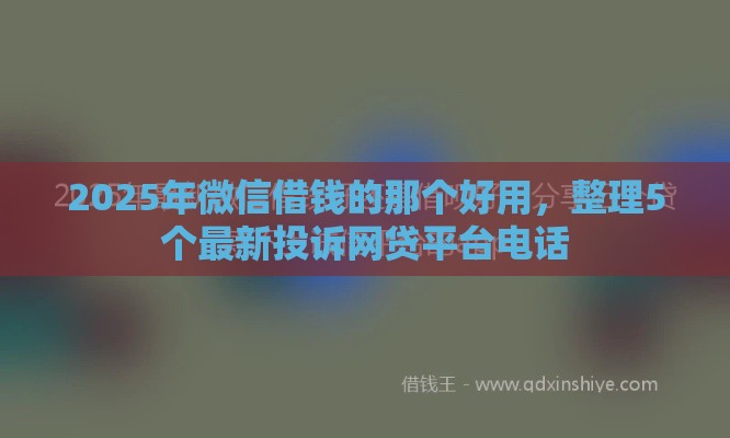 2025年微信借钱的那个好用，整理5个最新投诉网贷平台电话