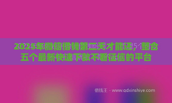 2025年微信借钱第二天才能还，整合五个最新快速下款不看征信的平台