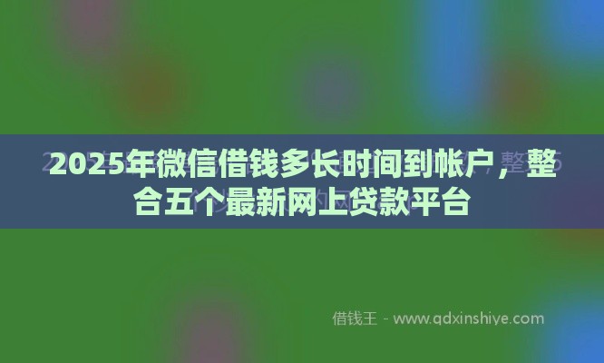 2025年微信借钱多长时间到帐户，整合五个最新网上贷款平台