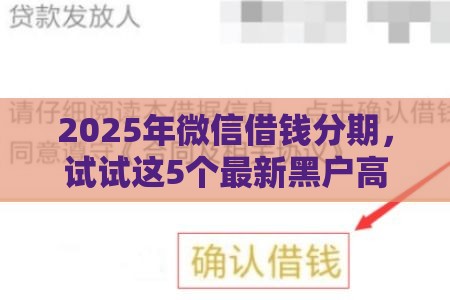2025年微信借钱分期，试试这5个最新黑户高炮口子