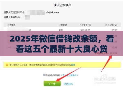 2025年微信借钱改余额，看看这五个最新十大良心贷款平台利息低一点