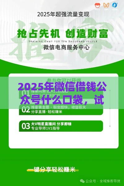 2025年微信借钱公众号什么口袋，试试这五个最新贷款平台推广赚佣金