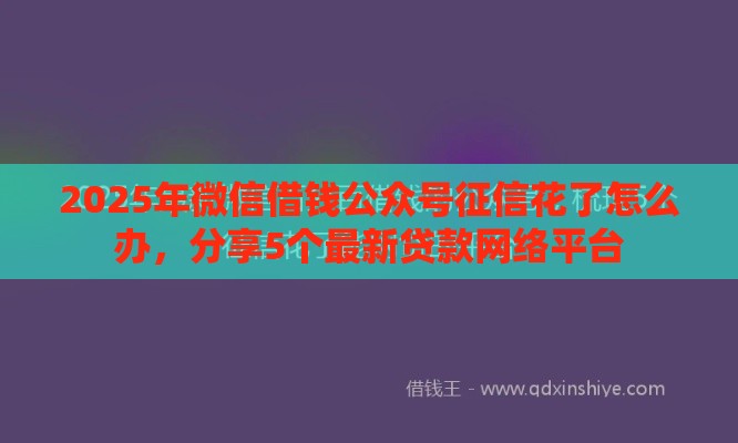 2025年微信借钱公众号征信花了怎么办，分享5个最新贷款网络平台