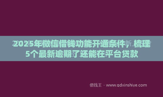 2025年微信借钱功能开通条件，梳理5个最新逾期了还能在平台贷款