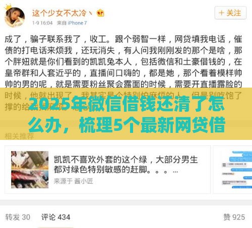 2025年微信借钱还清了怎么办，梳理5个最新网贷借款平台好下款