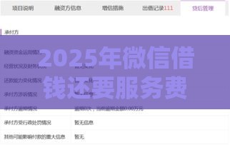 2025年微信借钱还要服务费怎么办，公布5个最新网贷平台排名不分先后