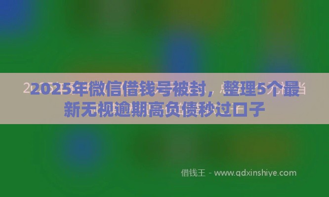 2025年微信借钱号被封，整理5个最新无视逾期高负债秒过口子