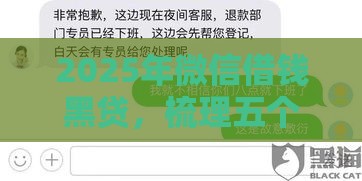 2025年微信借钱黑贷，梳理五个最新黑户也能下款的软件