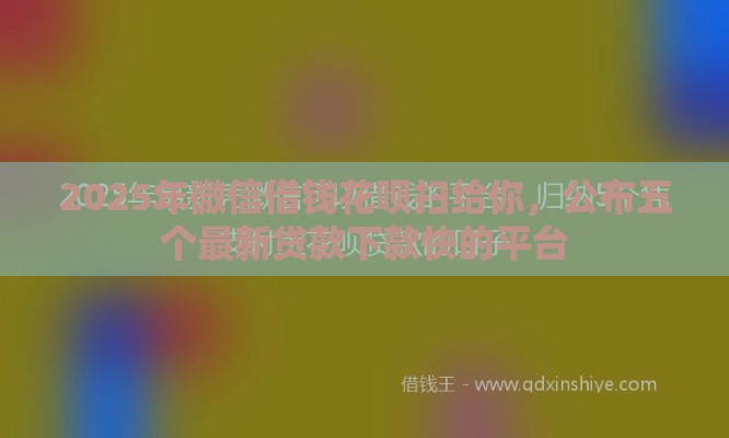 2025年微信借钱花呗扫给你，公布五个最新贷款下款快的平台
