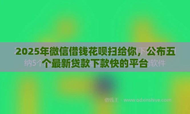 2025年微信借钱花呗扫给你，公布五个最新贷款下款快的平台