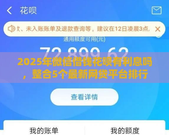 2025年微信借钱花呗有利息吗，整合5个最新网贷平台排行