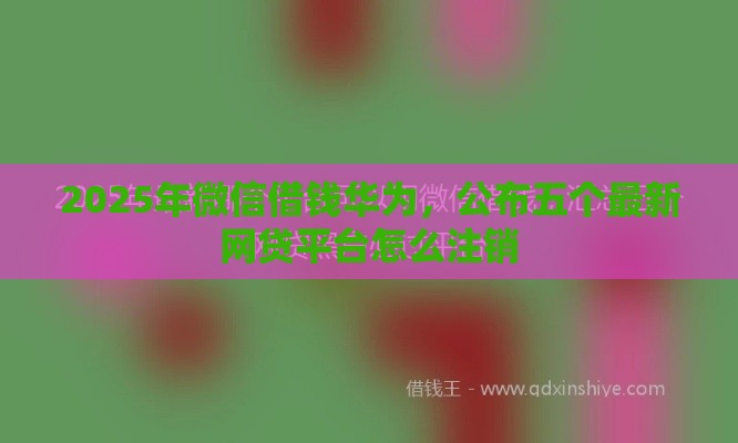 2025年微信借钱华为，公布五个最新网贷平台怎么注销