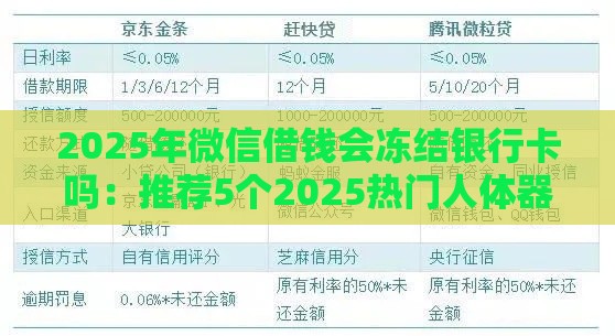 2025年微信借钱会冻结银行卡吗：推荐5个2025热门人体器官贷款平台