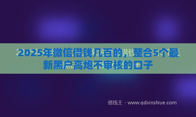 2025年微信借钱几百的，整合5个最新黑户高炮不审核的口子