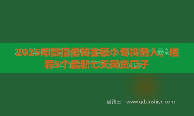 2025年微信借钱金额小专挑熟人，推荐5个最新七天网贷口子