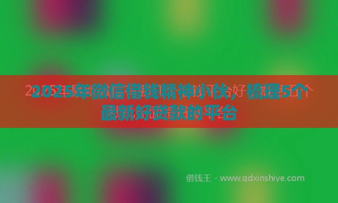 2025年微信借钱精神小伙，梳理5个最新好贷款的平台